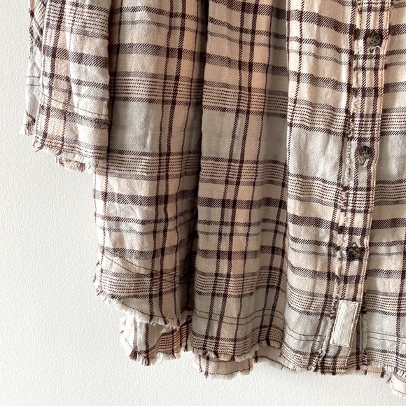 Free People Mary Anne Plaid Buttondown Shirt/Tunic Dress - Picture 6 of 13